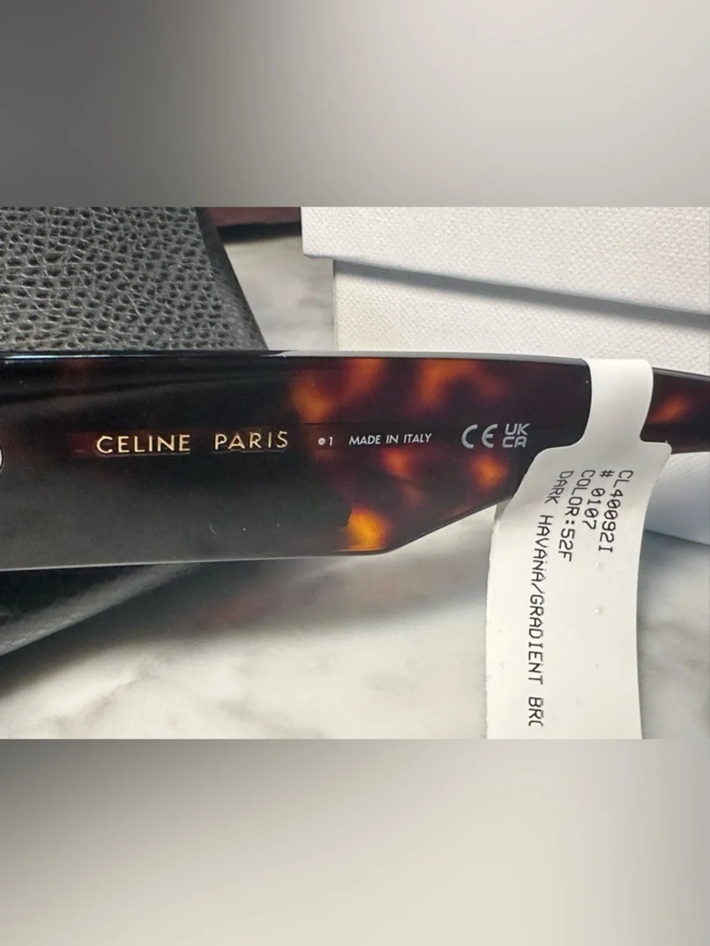 CELINE CL400921 60mm Oversized Square Unisex Sunglasses NWT Dark Havana 52F